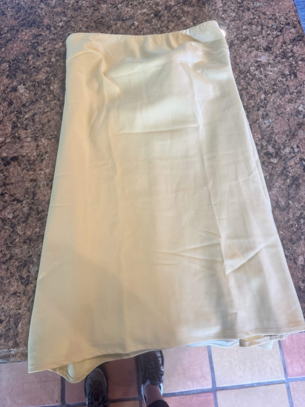 Peppermayo Strapless Satin Dress in Pale Yellow with Back Bow - Picture 4 of 4
